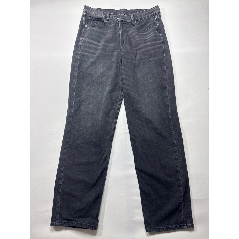 American Eagle Women's Super High Rise Baggy Straight Black Jeans -8 Reg (31x30)